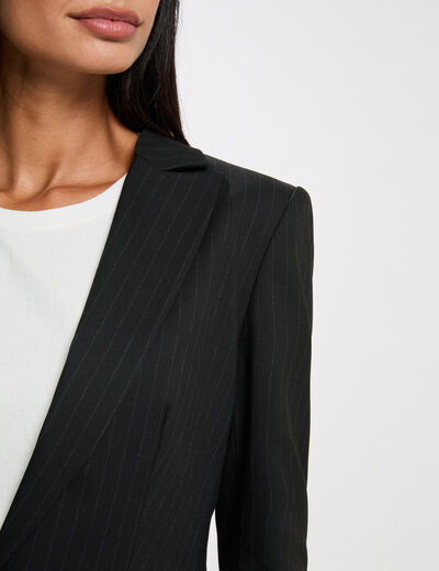 Gestreepte blazer met reverskraag zwart vrouw