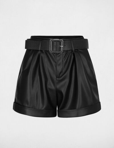 Short ajust&eacute; simili cuir noir femme
