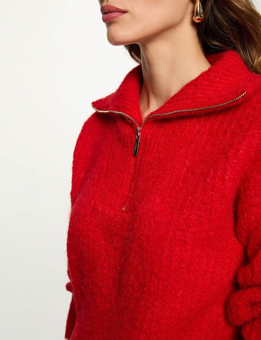 Pull col camionneur rouge femme