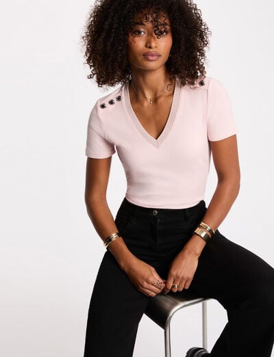 T-shirt manches courtes rose clair femme