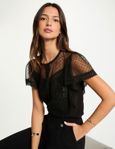 T-shirt manches courtes noir femme