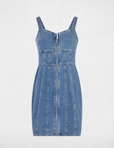 Robe courte ajustée en jean denim stone femme