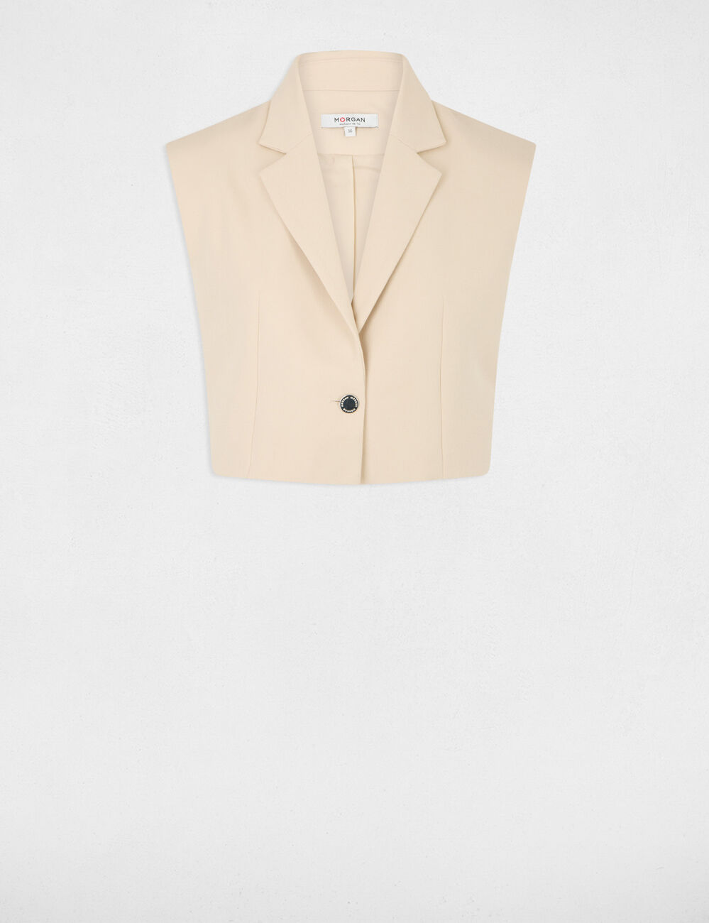 Veste cropped sans manches beige femme