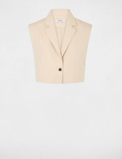 Veste cropped sans manches beige femme