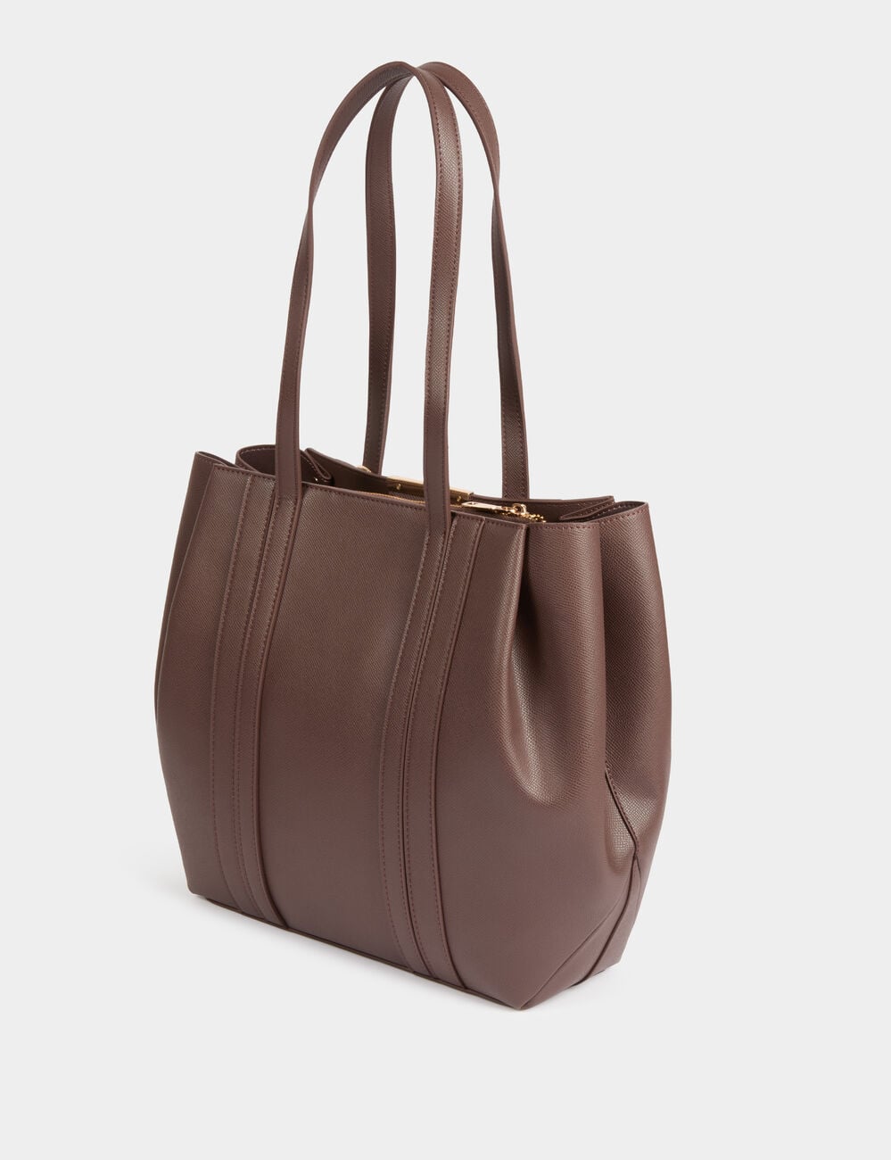 Shopper van imitatieleer donker bruin vrouw