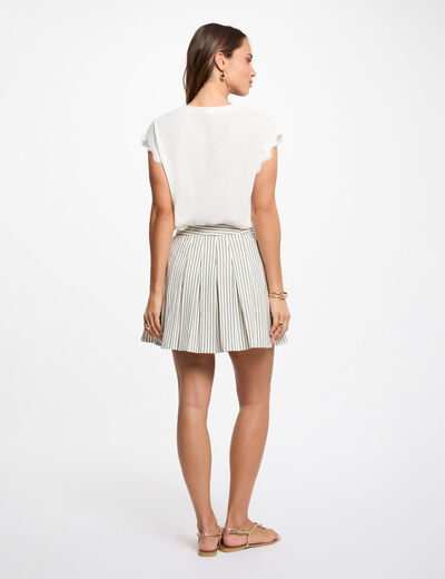 Jupe courte pliss&eacute;e ivoire femme