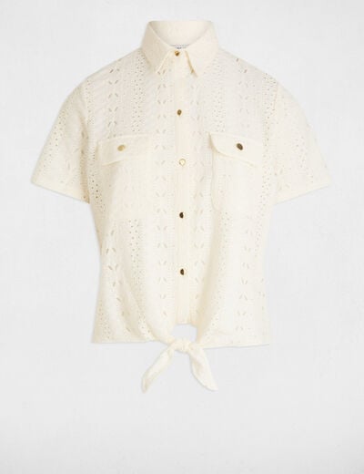 Chemise manches courtes ivoire femme