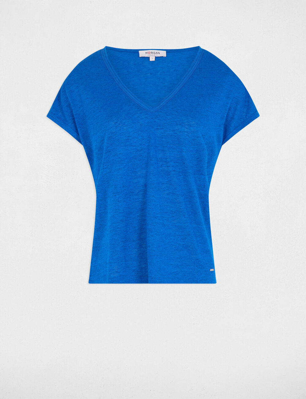 T-shirt met korte mouwen bleu electrique vrouw
