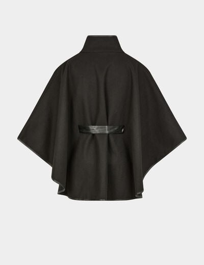 Poncho met opstaande kraag zwart vrouw