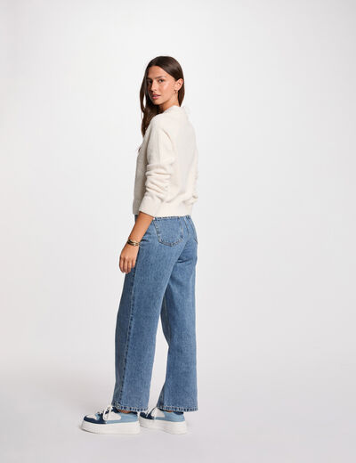 Gilet manches longues ivoire femme