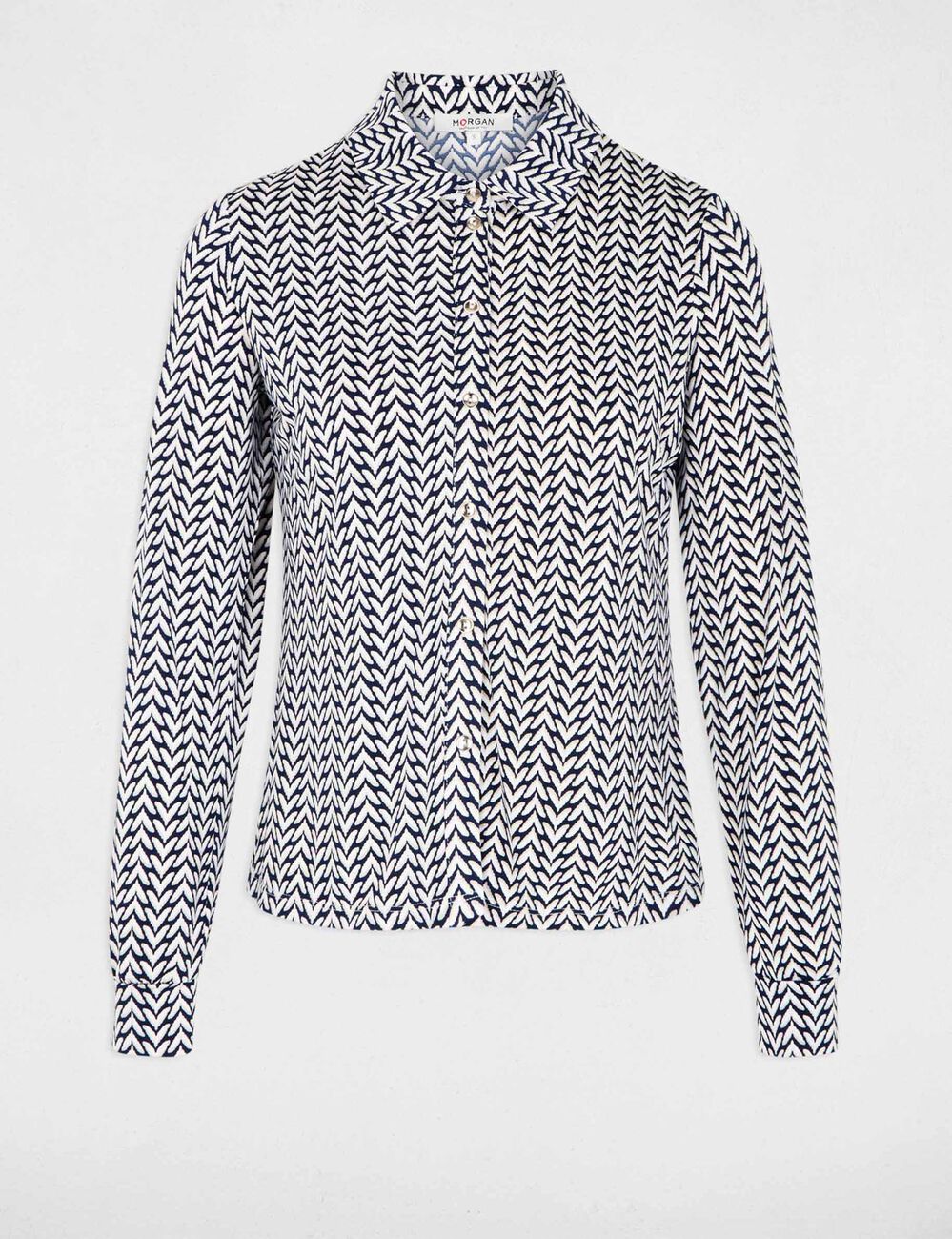 Rechte blouse met reverskraag helder wit vrouw