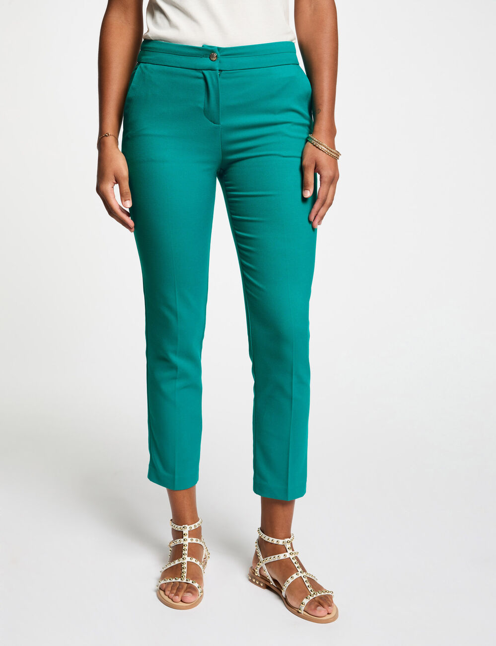 Cigarette broek 7/8 turkooisblauw vrouw