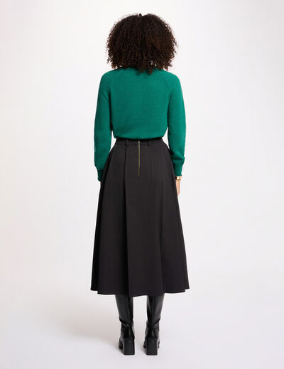 Uitlopende rok met hoge taille zwart vrouw