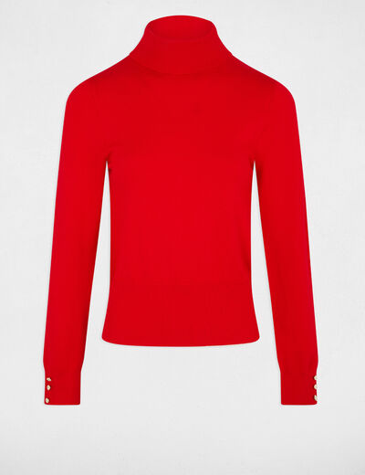 Pull col roul&eacute; rouge femme