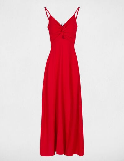 Robe longue droite fendue rouge femme