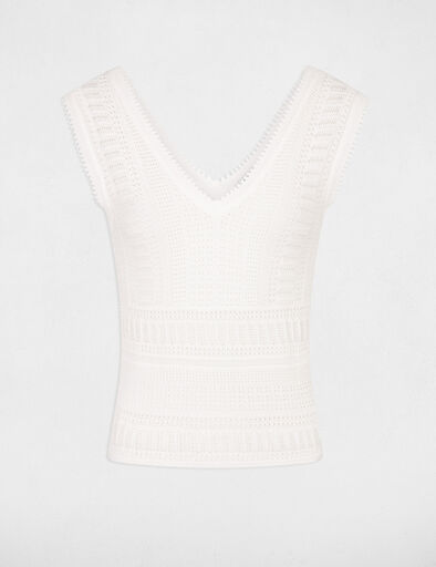 pull sans manches ajoure ivoire femme Pull sans manches ajouré ivoire femme