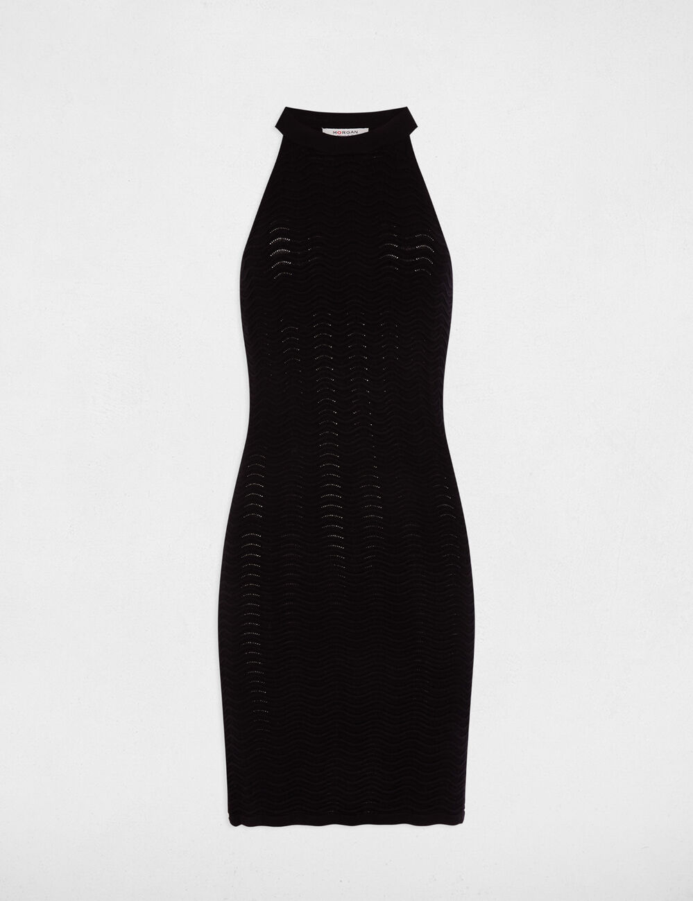 Robe tricot courte ajust&eacute;e noir femme