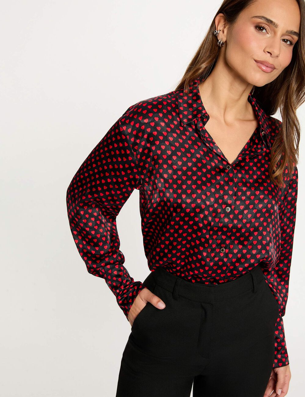 Blouse met lavalli&egrave;rekraag meerkleurig vrouw