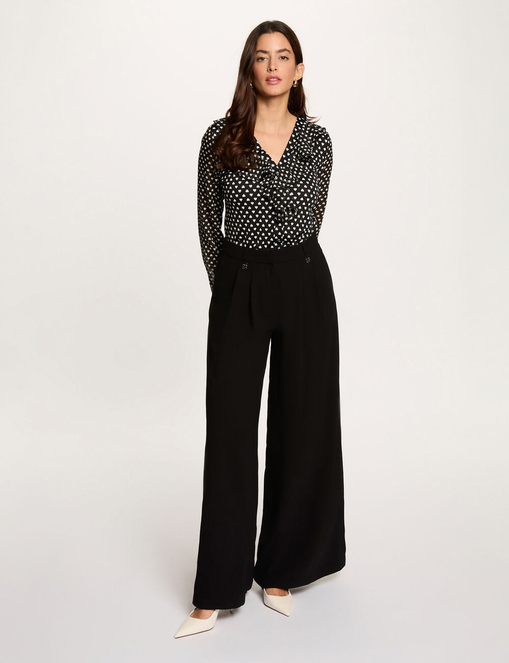 Voile blouse met v-hals zwart vrouw