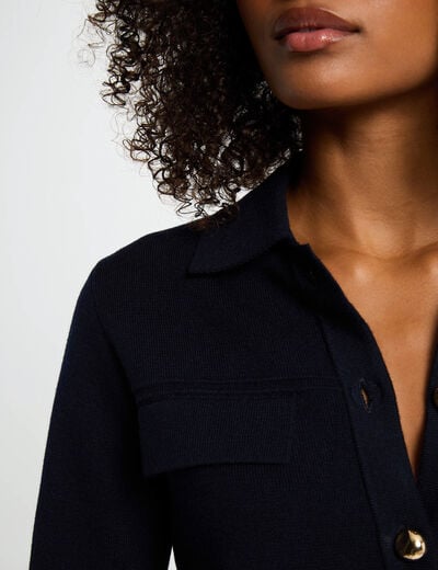 Vest met lange mouwen marineblauw vrouw