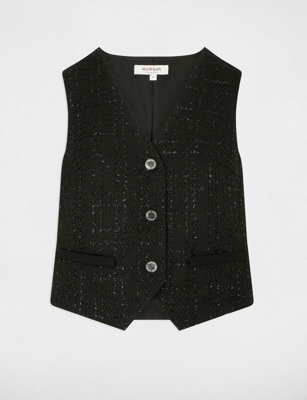 Gilet cintré sans manches noir femme