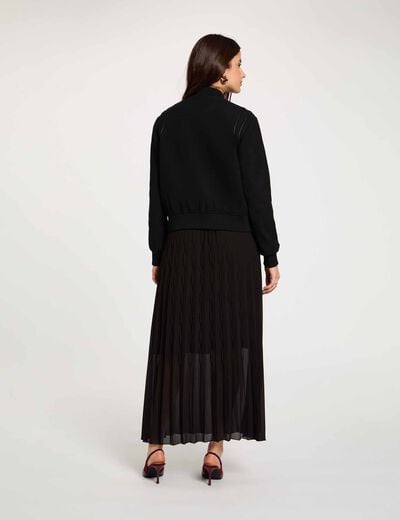 Jupe longue pliss&eacute;e noir femme