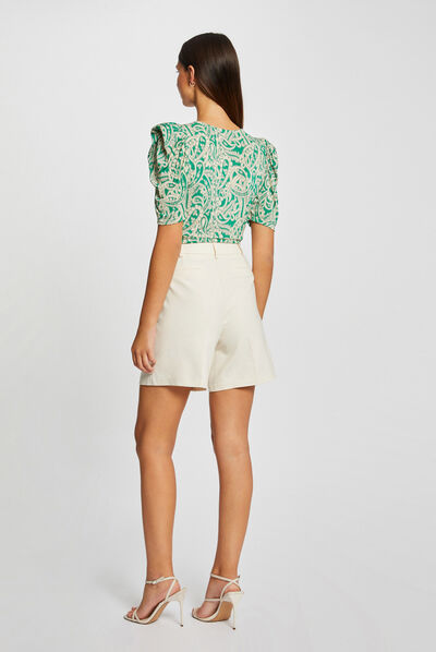 T-shirt manches courtes froncé imprimé multico femme