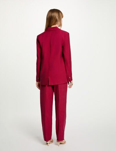 Pantalon taille haute bordeaux femme