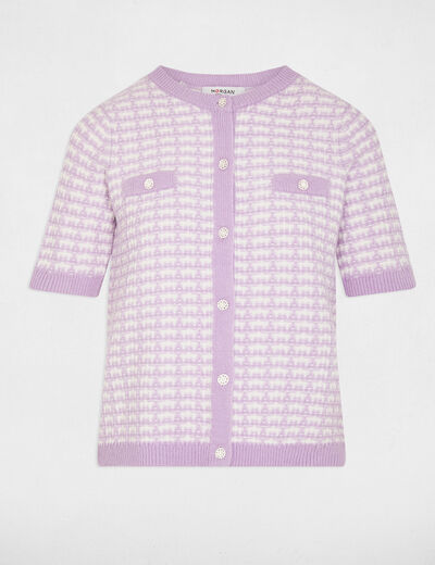 Gilet manches courtes imprimé ivoire femme