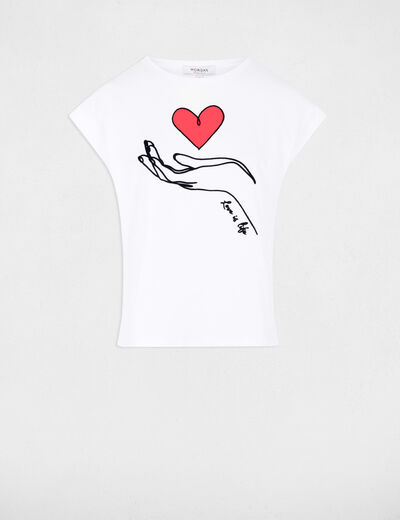 T-shirt à inscription blanc femme