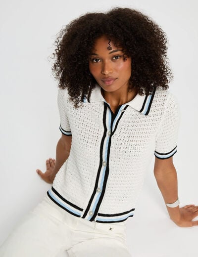 Gilet manches courtes blanc femme