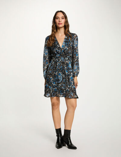 Robe courte cache coeur multicolore femme