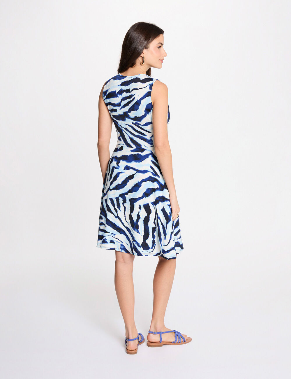 Robe courte col v multicolore femme