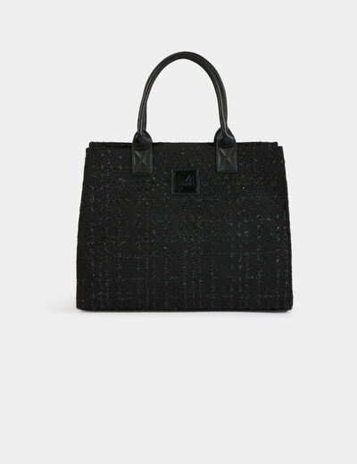 Tweed shopper zwart vrouw