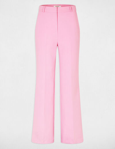 Pantalon flare taille haute rose clair femme