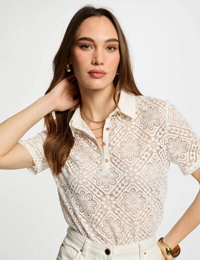 Polo met korte mouwen helder wit vrouw