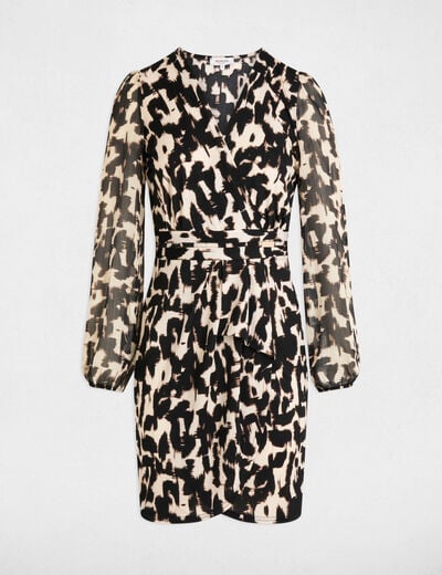 Robe courte ajustée imprimée multicolore femme