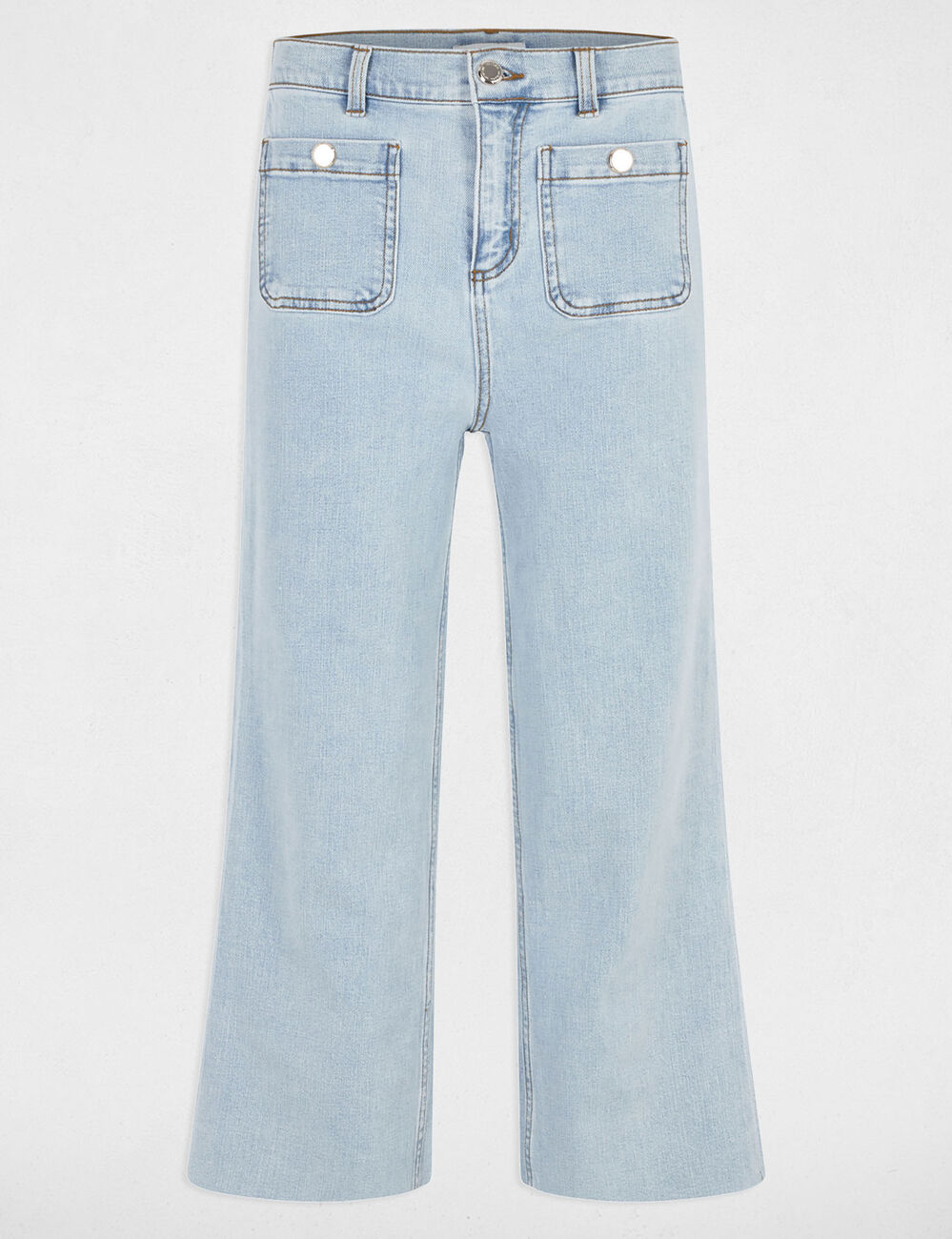7/8 broek met wijde pijpen gebleekt denim vrouw
