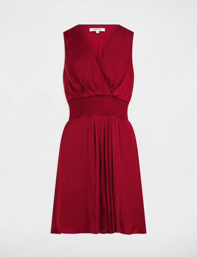 Robe courte droite fluide rouge foncé femme