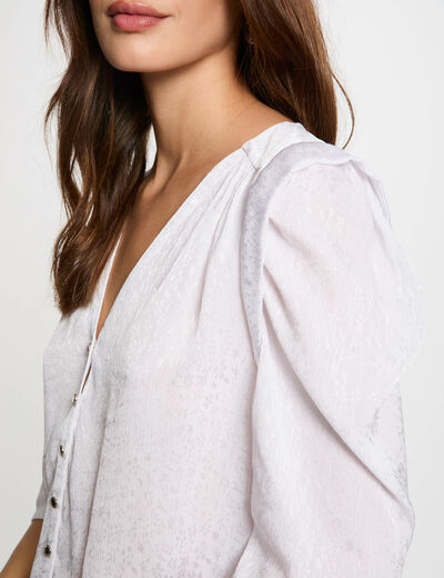 Chemise manches 3/4 blanc femme