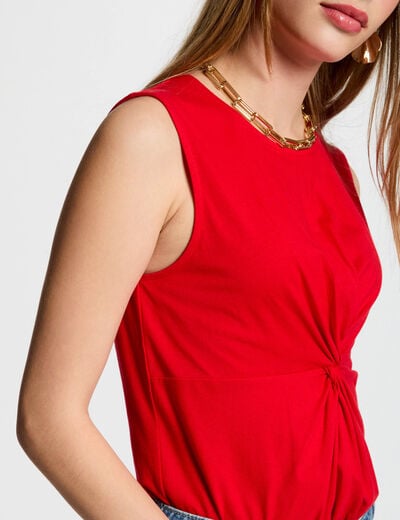 T-shirt sans manches rouge femme