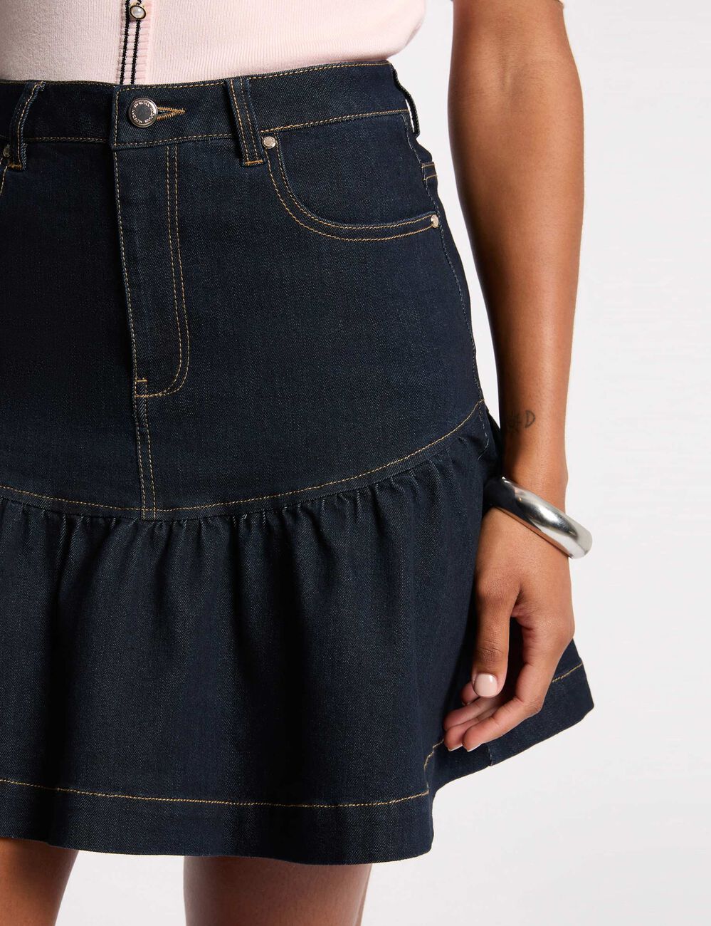 Jupe courte &eacute;vas&eacute;e bleu femme