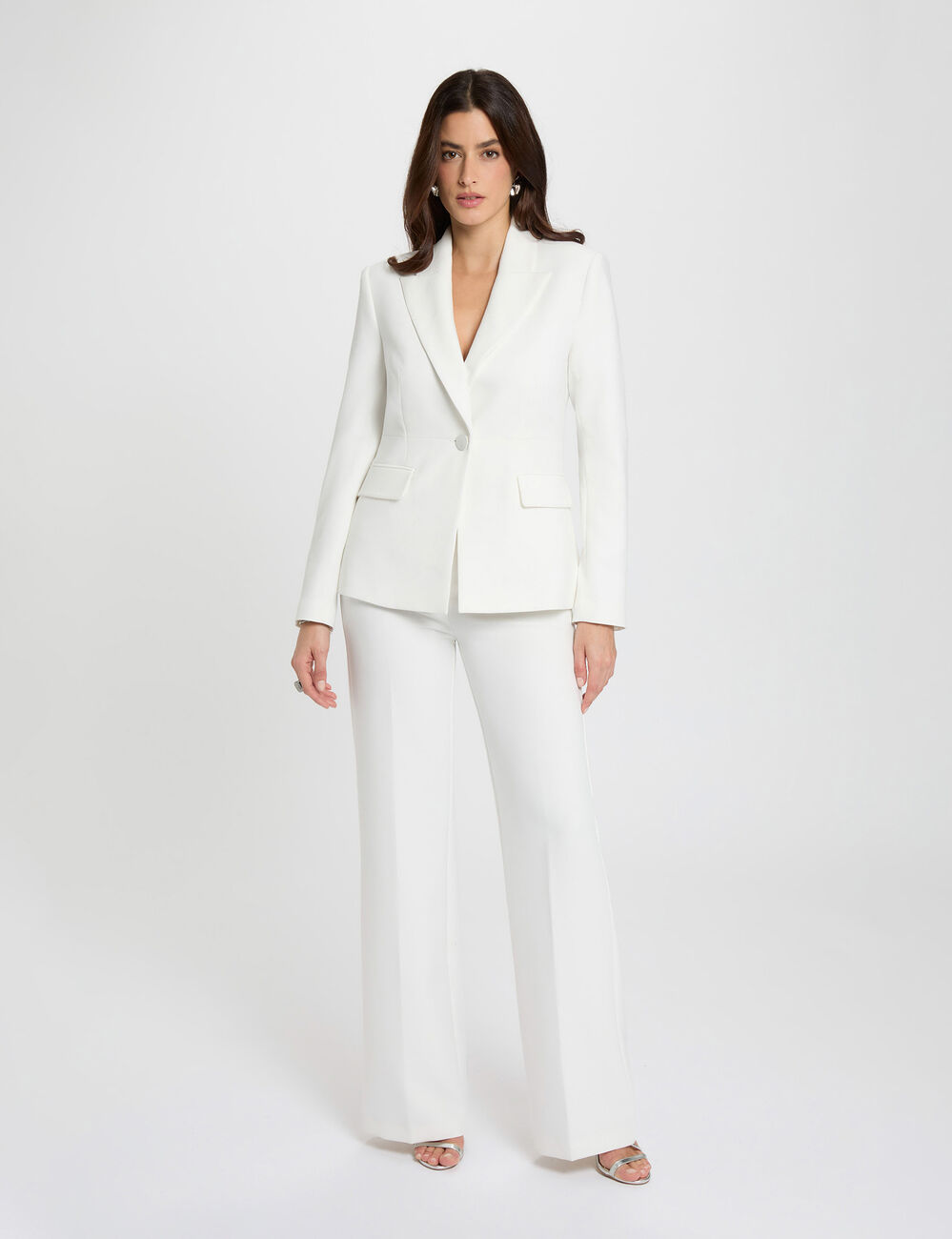 Blazer ajust&eacute; dentelle blanc femme