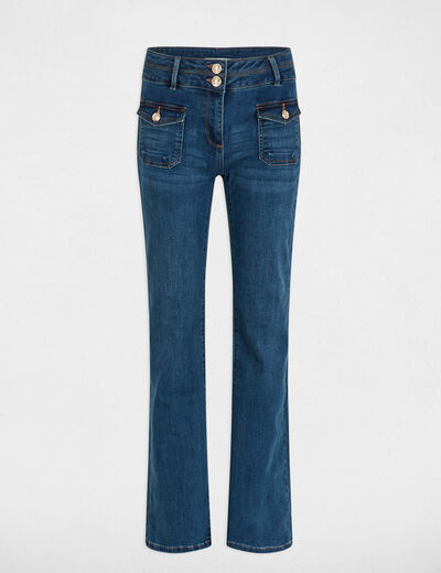 Bootcut jeans met knoopzakken stone washed denim vrouw