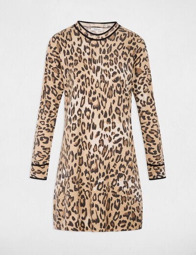 Korte rechte jurk beige vrouw