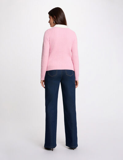 Gilet ajust&eacute; col &agrave; revers rose clair femme