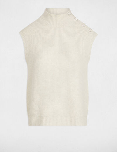 Pull sans manches ivoire femme