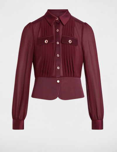 Shirt met lange mouwen en plooien pruim vrouw