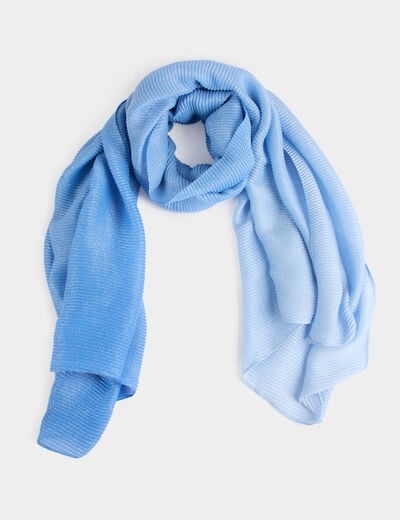 Geplisseerde metallic sjaal bleu vrouw