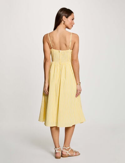 Robe cache-coeur ray&eacute;e jaune clair femme